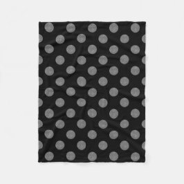 Grått och svart polka dots fleecefilt