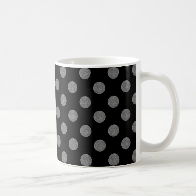 Grått och svart polka dots kaffemugg (Höger)