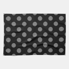Grått och svart polka dots kökshandduk