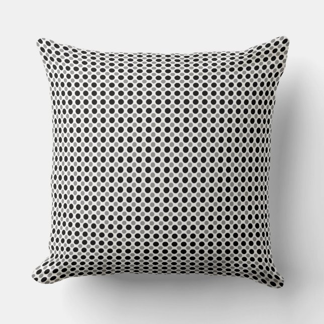 Grått och svart polka dots kudde (Framsida)