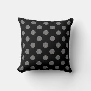 Grått och svart polka dots kudde