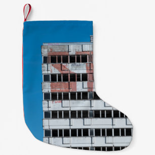 GRÅTT- OCH SVART POSTLYKTA LITEN JULSTRUMPA
