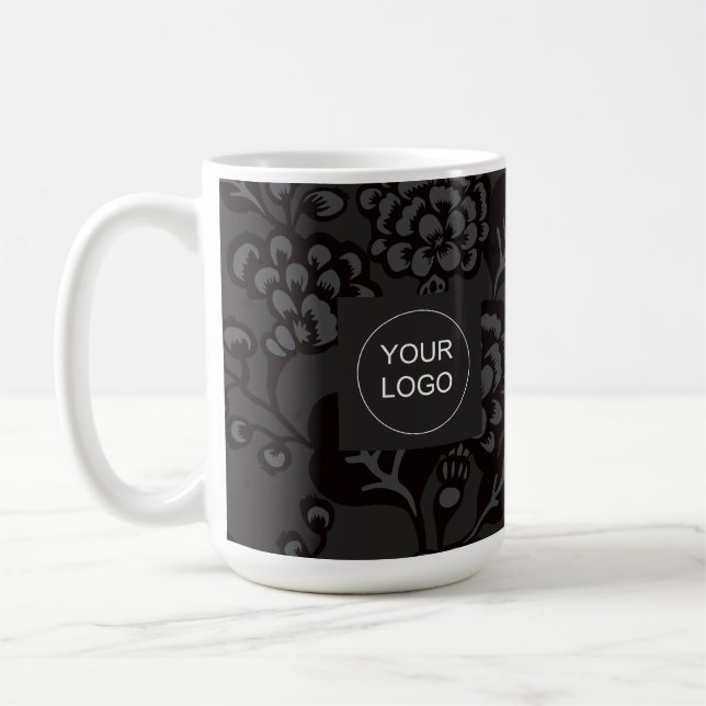 Grått och svart vibrant och fet Blommönster Kaffemugg (Vänster)