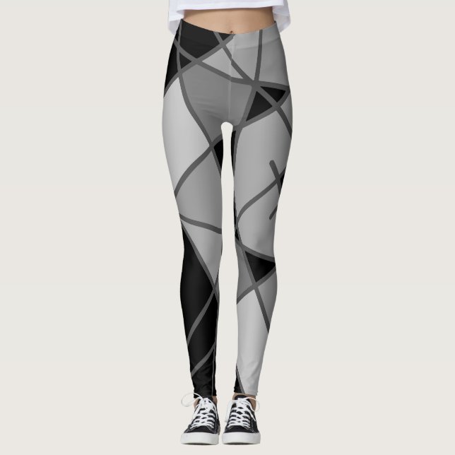 Grått och svarta, asymmetriska förband av Joya Kvä Leggings (Framsida)