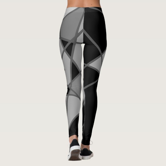 Grått och svarta, asymmetriska förband av Joya Kvä Leggings (Baksida)