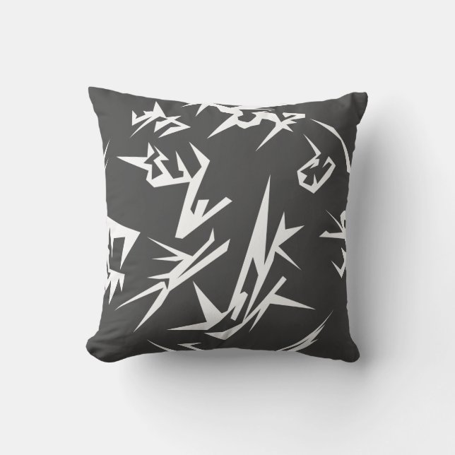 Grått och vit Abstrakt konst. Cushion Pillow Kudde (Framsida)