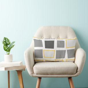 Grått och vit Abstrakt Triangel Geometric Mönster Lumbarkudde