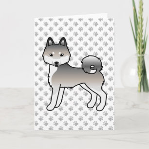 Grått och vit Alaska Klee Kai Cute Tecknad hund Kort