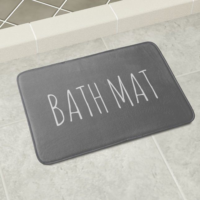 Grått och vit Anpassningsbar Text Bath Mat Badrumsmatta (It's a bath mat. No more - no less. Add your own text or keep it as is. Check out the collection)