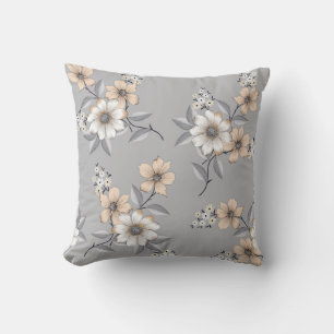 grått och vit blomma Mönster på grått-bakgrunden Kudde