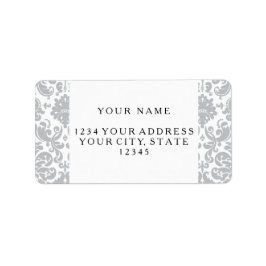 Grått- och Vit Elegant-skademönster Adressetikett