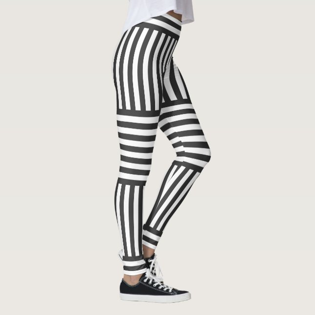 Grått och vit geometri leggings (Höger)
