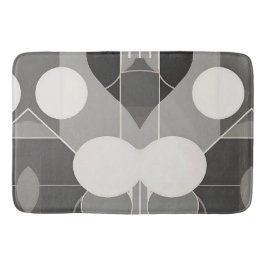 Grått och vit geometrisk design med cirklerna Linj Badrumsmatta