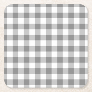 Grått och vit Gingham Check Mönster Underlägg Papper Kvadrat