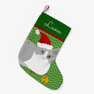 Grått och vit jultomte, Personlig Liten Julstrumpa