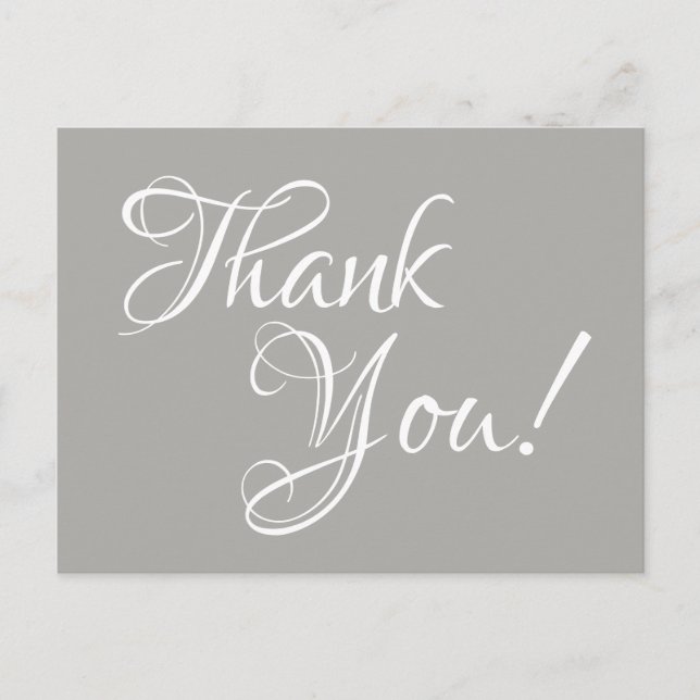 Grått och vit kalligrafi Tack Vykort (Framsida)