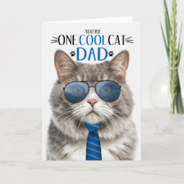 Grått och vit katt Fars dag 1 Coola Katt Helgkort