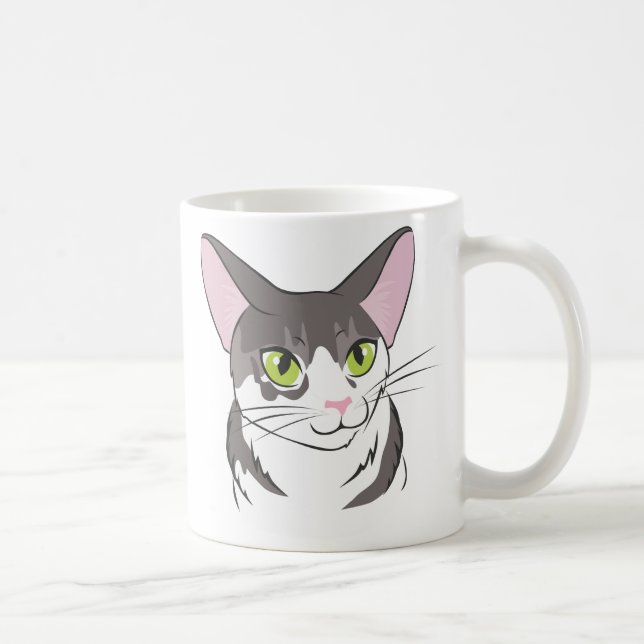 Grått och vit katt kaffemugg (Höger)