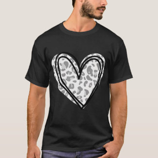 Grått och vit leopard Skriv ut Valentines day T Shirt