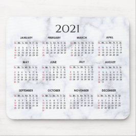 Grått och vit marmor| Anpassningsbar 2021 Kalender Musmatta