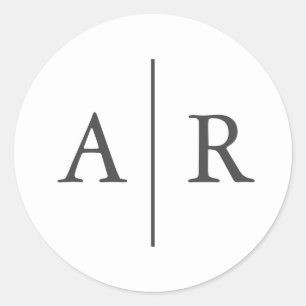 Grått- och vit, minimalistisk Elegant-kuvertförseg Runt Klistermärke