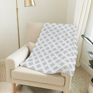Grått och vit okton Länk Geometric Mönster Fleecefilt