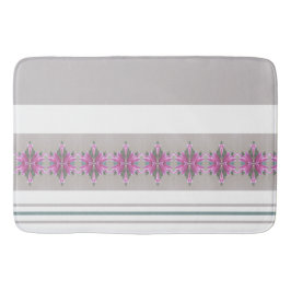 Grått och vit Rand med Rosa mönstrad accent Badrumsmatta