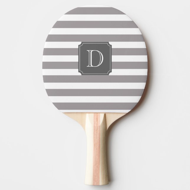 Grått och vit Rand Monogram Pingong Paddle Pingisracket (Framsidan)