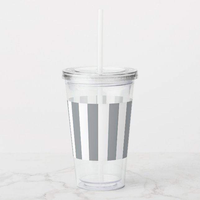 Grått och vit Rand Take Away Mugg (Framsida)
