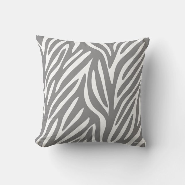 Grått och vit Stylized zebra mönstrad Kudde (Framsida)