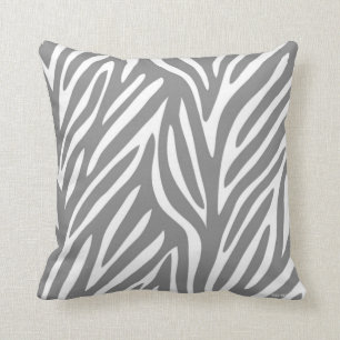 Grått och vit Stylized zebra mönstrad Kudde