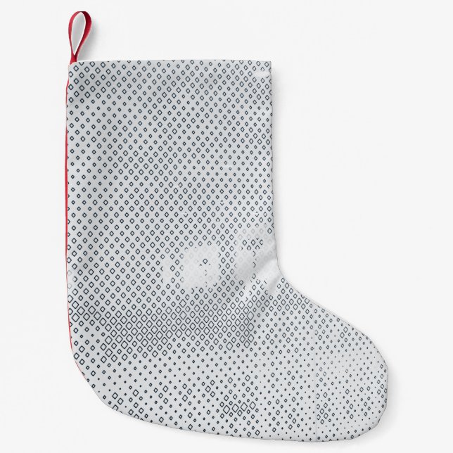 Grått och vit textil liten julstrumpa (Framsidan)