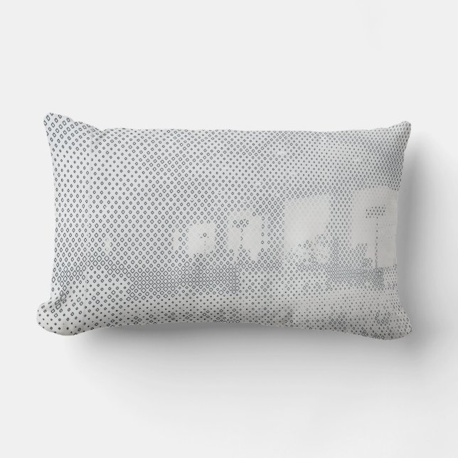 Grått och vit textil lumbarkudde (Framsida)