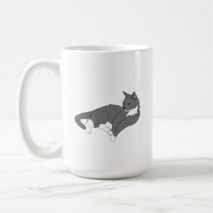 Grått och vit Tuxedo-katt Kaffemugg
