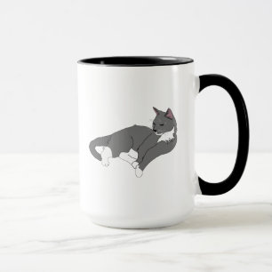 Grått och vit Tuxedo-katt Mugg