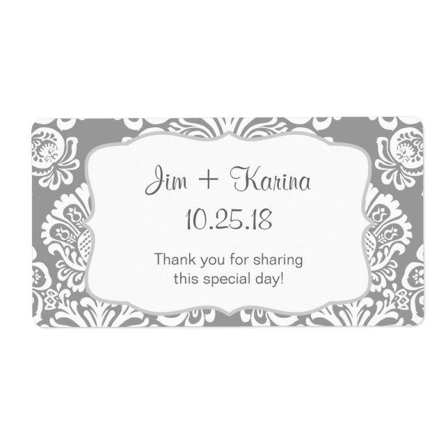 Grått och vit Vattenflaska - anpassa den! Fraktsedel (Framsidan)