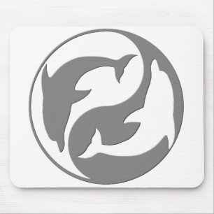 Grått och vit yin Yang Dolphins Mouse Pad Musmatta