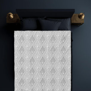 Grått och vita diamanter Art Deco Mönster Fleecefilt