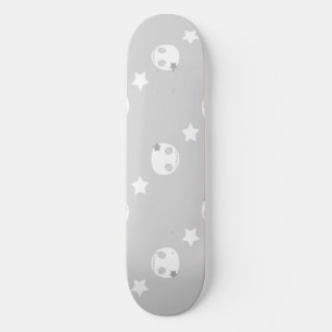 Grått och vita Döskallar och stjärnor Skatewaydäck Skateboard Bräda 19,5 Cm
