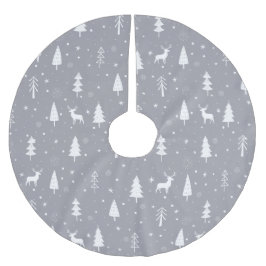 Grått och vita julklampor julgransmatta borstad polyester