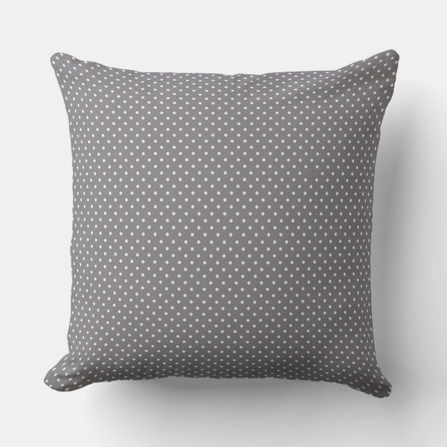 Grått och Vita Polka dots Dekorativ kudde (Framsida)