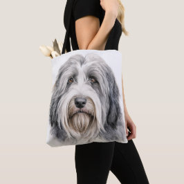 Grått- OCH VITBEARBETAT KOLLIE-HUND Tygkasse