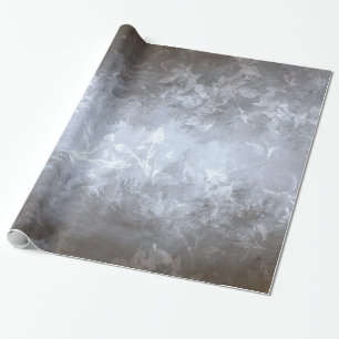 Grått- och vitblommor presentpapper