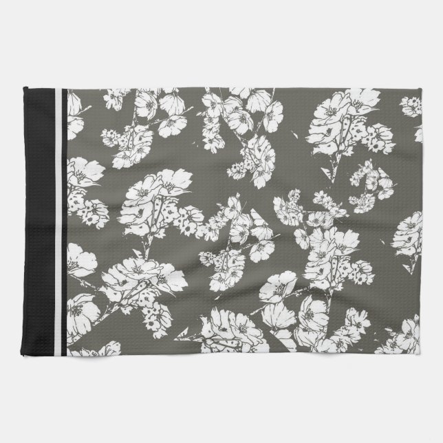 Grått- och vitkökshandduk kökshandduk (Horisontell)