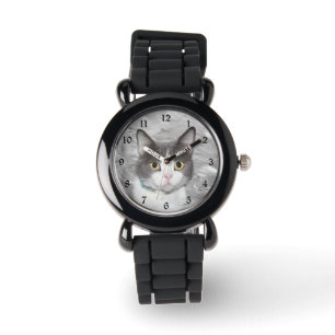 Grått- och vitsmokingkattunge armbandsur