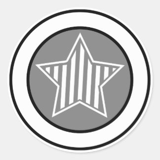 Grått- och vitstjärnaklistermärke runt klistermärke