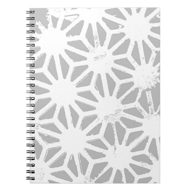 Grått och vitt geometriskt mönster anteckningsbok (Framsidan)