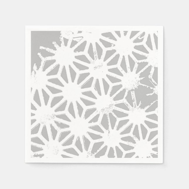 Grått och vitt geometriskt mönster pappersservett (Framsidan)