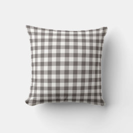 Grått och vitt Gingham-mönster Kudde