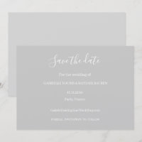 Grått och Vitt Minimalistiskt Spara Datum Bröllop